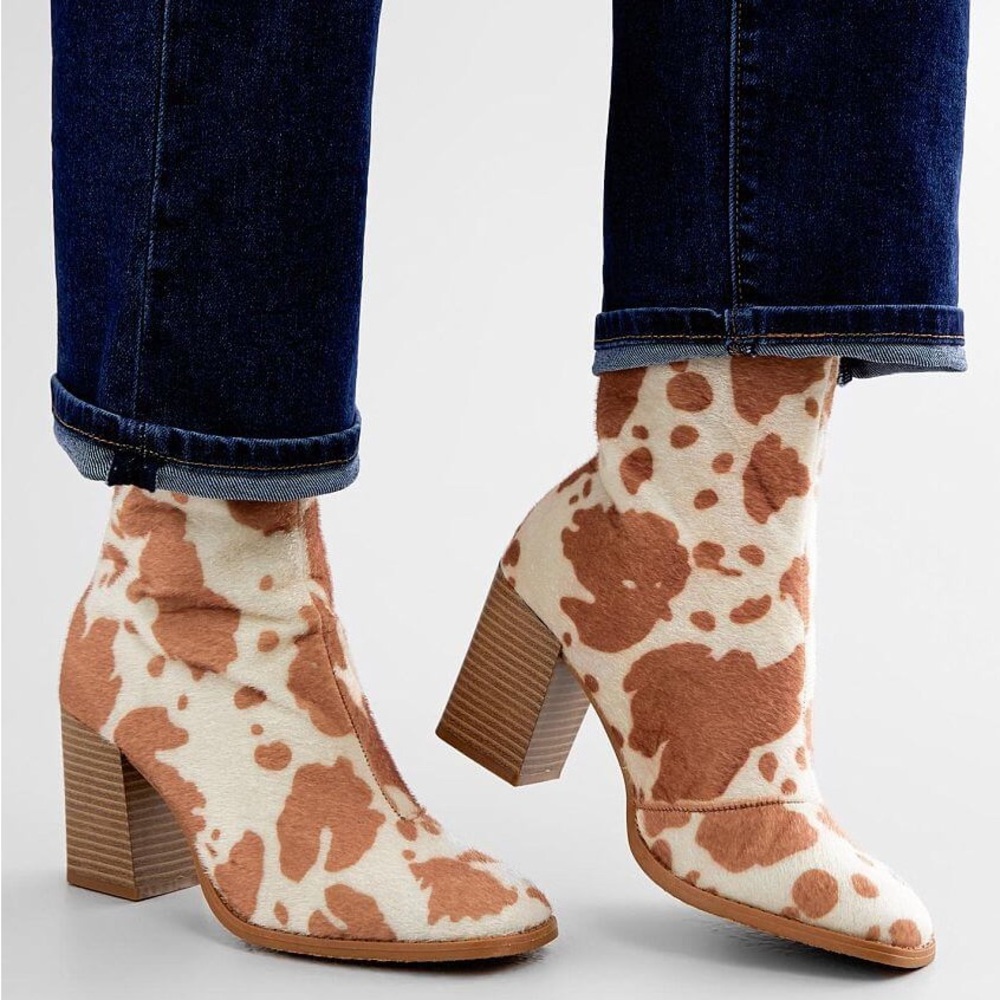 Pierre Dumas Cammy Cow Print Ankle Boot - image 1